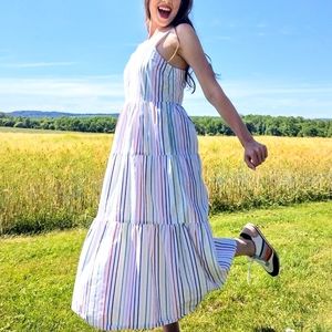J. Crew Rainbow Striped Maxi Dress
